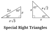 Reference sheet: special right triangles, 30-60-90 and 45-45-90